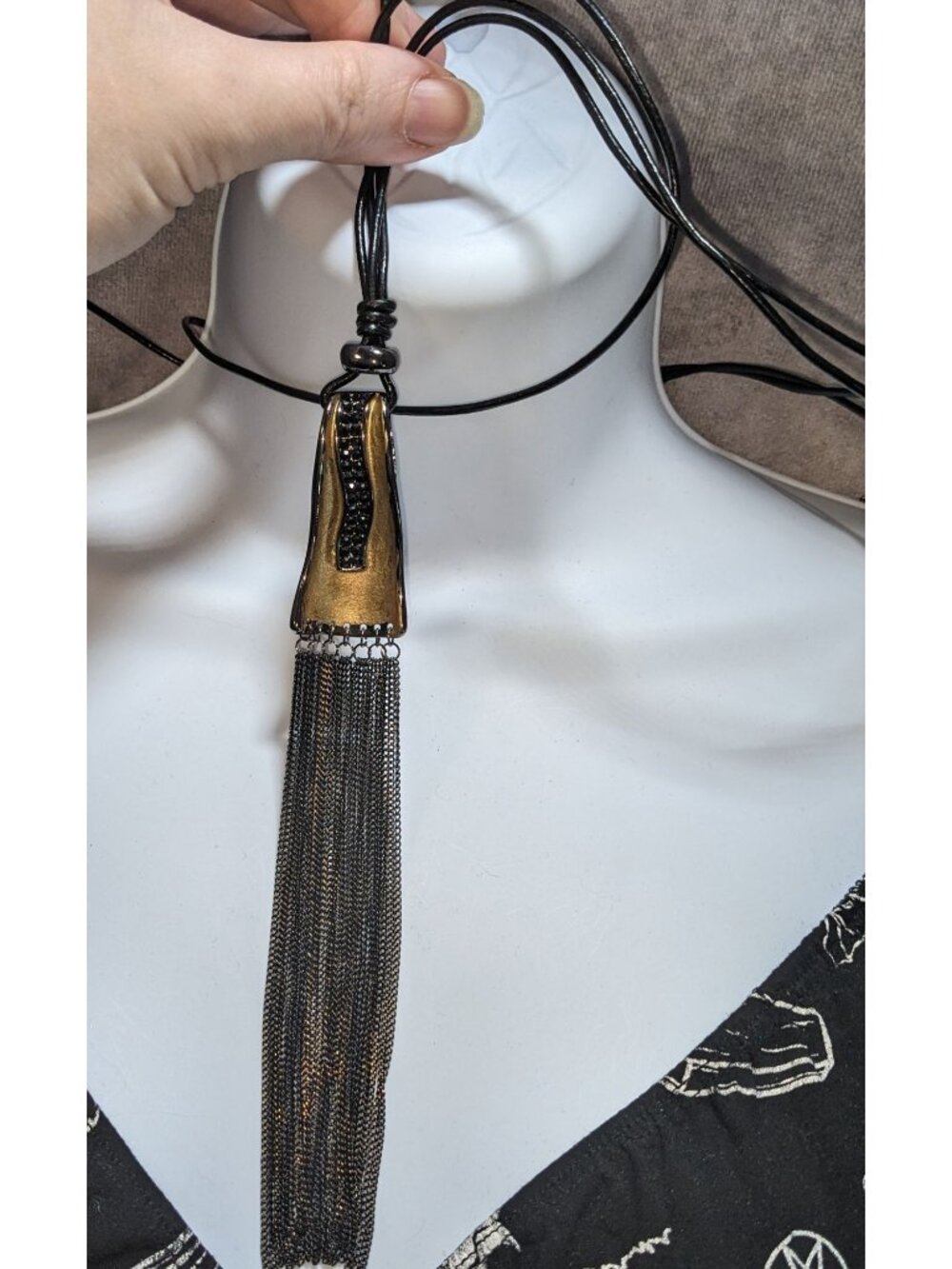 Sweet Lola Gothic Black & Gold Tassel Pendant Necklace